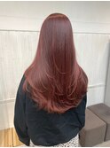 バーミリオンシグナルレッド 艶カラー こなれ巻き
