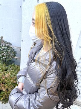 シモキタジャムズ くすみイエロー×ブラック＊フェイスフレーミング/ダブルカラー