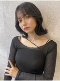 三軒茶屋_レディース_ミディアム_黒髪_コテ巻き_エギョモリ_小顔