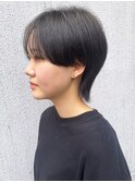 黒髪大人カッコいいマッシュウルフ
