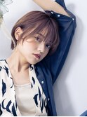 切りっぱなしボブ/エアリーロング/美髪/ピンクブラウン/吉祥寺