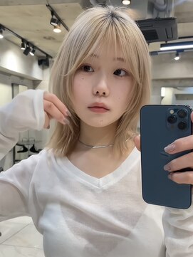 サイン 表参道(SIGN) 韓国ヘアグレージュカラーブリーチ無し髪質改善イヤリングカラー