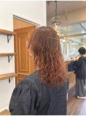 ハードパーマ、オレンジカラー