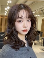 メゾンアクア 表参道(Maison ACQUA) +小顔ミディアムパーマミディアムデジタルパーマボブパーマ黒髪