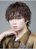 シースルー波巻きパーマ