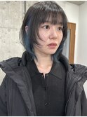 ボブウルフ フェイスレイヤーボブ　インナーカラーブルー