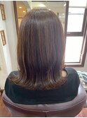 カーキベージュ＊ミディアムレイヤー＊大人可愛い20代30代