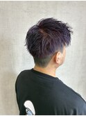 刈り上げショート　パープルカラー　ラベンダーカラー　ブリーチ