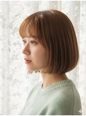 小顔ショートボブ透明感カラー大人可愛く艶カラーココアベージュ