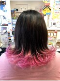【毛先デザインカラー】ピンクベリー♪外ハネスタイル