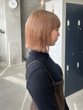 テトヘアー(teto hair) 切りっぱなしボブミルクティーベージュぱっつん