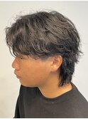 センターパートフェザーパーマニュアンスパーマ眉毛
