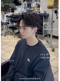 毛流れニュアンスルーズフェザーセンターパート大宮メンズパーマ