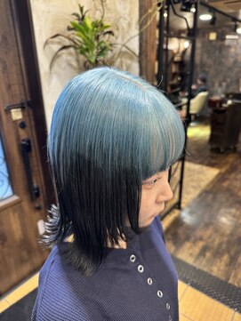 ヘアー クリエイト カルバリ(HAIR CREATE Calbari) ターコイズブルー×ブラック