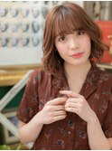 くせ毛風フリンジウェーブ斜めバング小顔ロブc5川口20代30代40代