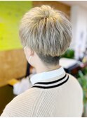 無造作マッシュメンズショート☆ツーブロックゴールド