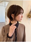 小顔見せショートベージュカラーブリーチしない透明感カラー