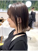 切りっぱなし/グレージュ/ボブ