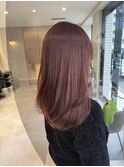 ピンクベージュ/韓国ヘア/レイヤー/縮毛矯正