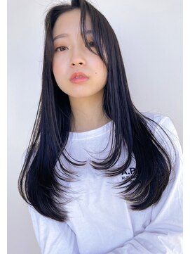 シェル 津山の手店(shel) 秋カラー◎暗めカラーブルーブラック×大人可愛いレイヤーカット