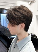 【白石】韓国メンズヘアセンターパートマッシュ刈り上げなし原宿