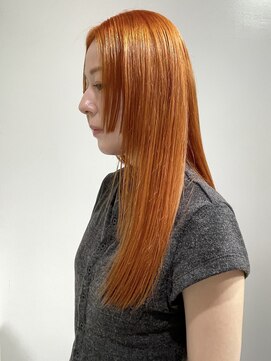 リガナッツ 十条店(Riganuts) オレンジベージュ/ぱつっとバング/ブリーチ