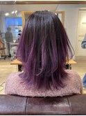 グレージュカラー ボブルフ 黒髪 ココアベージュ ロングヘア