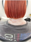 ダブルカラーピンクカラーオレンジカラーケアブリーチミニボブ