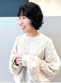 パーマショート*前髪ありショートカット*ショートパーマ*黒髪