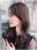似合わせ顔まわりカットと秋色ショコラブラウンレイヤーパーマ