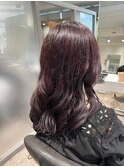 暗髪ワインレッド艶髪透明感