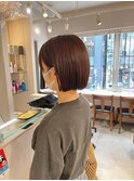 切りっぱなしボブ ミニボブ ベージュ 地毛風ストレート