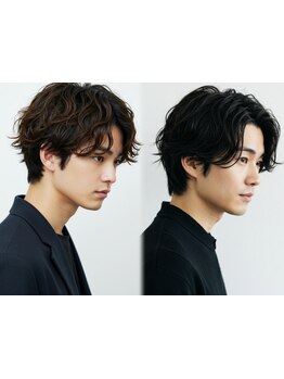メンズパーマ×メンズカットで創る洗練スタイル。髪質や毛流れに合わせた高再現性カットでスタイリング簡単