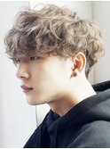 波巻きパーマツイストスパイラルパーマツーブロック韓国メンズ