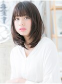 黒髪ワイドバング小顔前下がりミディアムボブc5上尾20代30代!