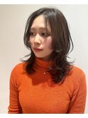 似合わせくびれ小顔カットネビージュワンレンひし形ボブルフ黒髪