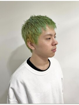 リタ オム 大宮店(RITA HOMME) ライムグリーン×スパイキーショート