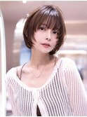 20代30代大人小顔レイヤーミルクブラウンナチュラルショートボブ