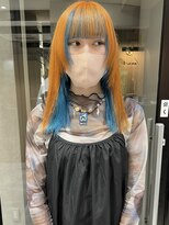 ラミエバイメルト 下北沢(lamie by melt) 村上/オレンジ水色カラーブリーチインナーカラー暖色カラー前髪