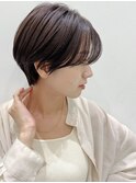 大人ショート 前髪あり ひし形 丸みボブ 丸顔 面長 絶壁 A0219