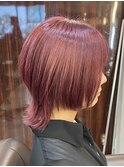 くびれウルフレイヤーシャギーカット◎チェリーピンク【池袋】