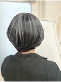 【末安】ボブ/バレイヤージュ/細めハイライト/くすみベージュ