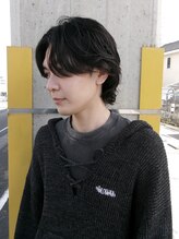 ニアウ 太田店(Niau) メンズボブメンズミディアムセンターパートウルフシースルーボブ