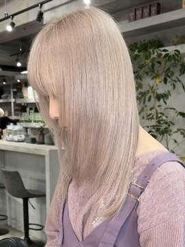 アポロ 横浜駅店(apollo) xカラー/ホワイトグレージュ/レイヤーカット/チェリーブラウン