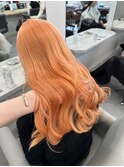 14239アプリコットオレンジワンホンヘアオレンジベージュロング