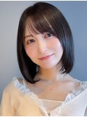 小顔魅せ◎ワンカールボブ！黒髪×丸みフォルムでガーリーさ倍増