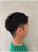 ツイスト眉毛フェザーパーマニュアンスパーママッシュショート