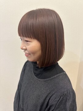 美容室ヒラトヤ 都南店 マロンブラウン×丸みシルエット大人可愛いボブ20代30代40代