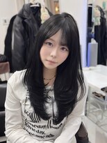 ロムーク 表参道(LOMKH)&nbsp;ロングレイヤーカット顔周りシールエクステ春ヘーゼルグレージュ