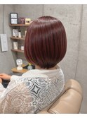 丸みショートボブ×暖色カラー